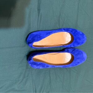 Audrey Brooke vibrant royal Blue Suede Flats.